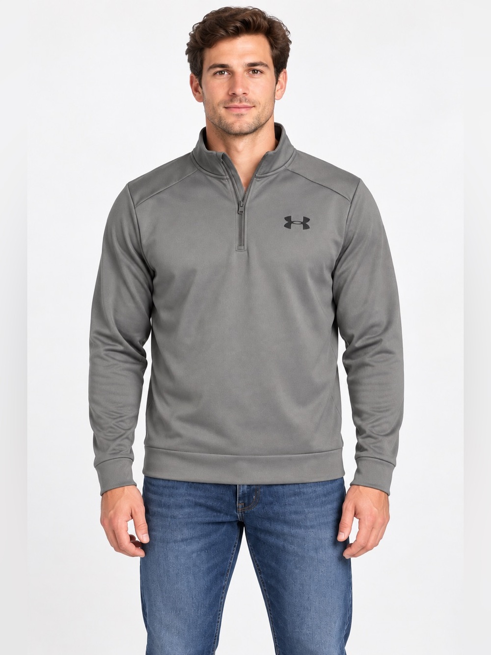 Under Armour Men’s Medium Gray 1/4 Zip Fleece Pullover Long Sleeve Athletic